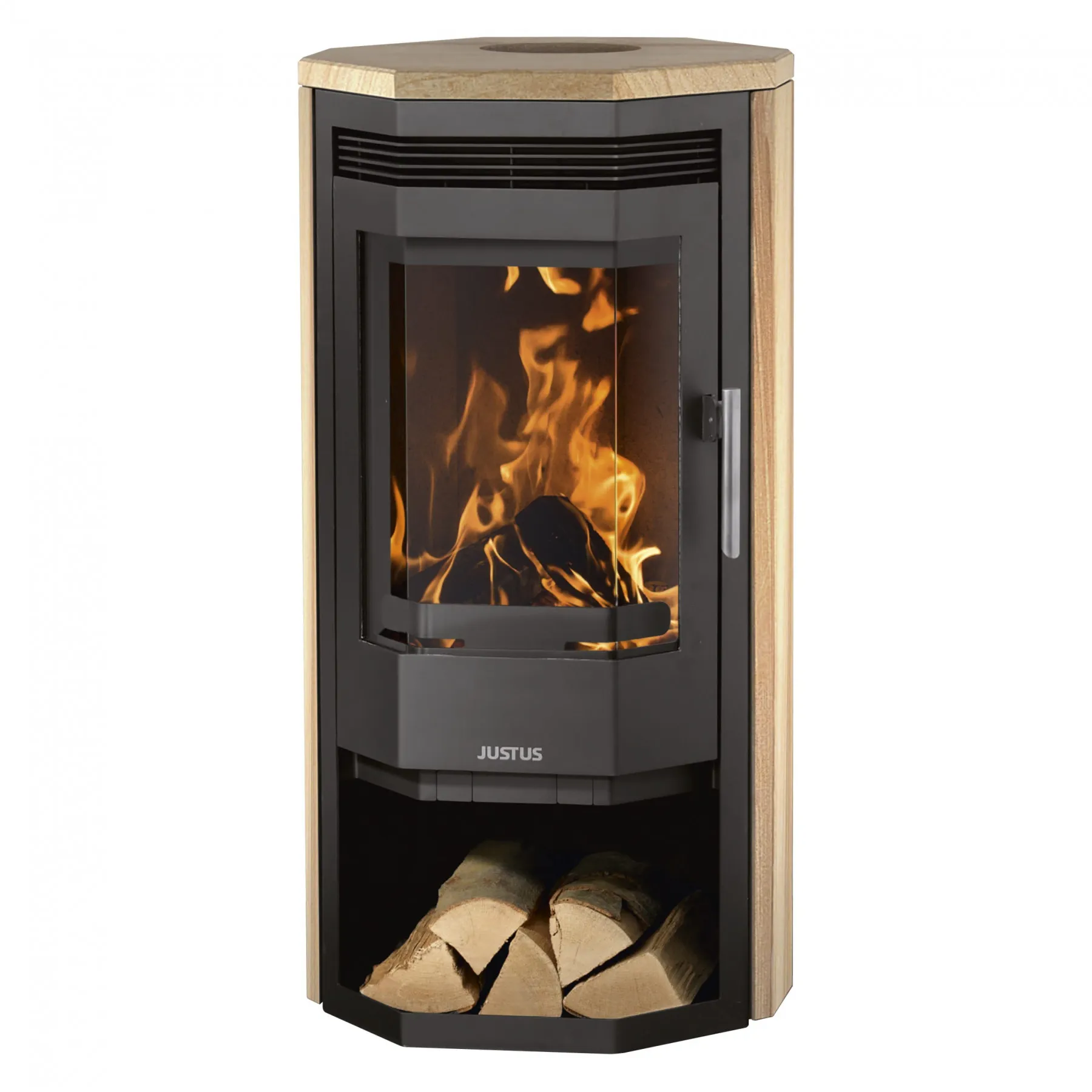 Justus Usedom 5 (5 kW), Speckstein, Korpus Stahl Schwarz