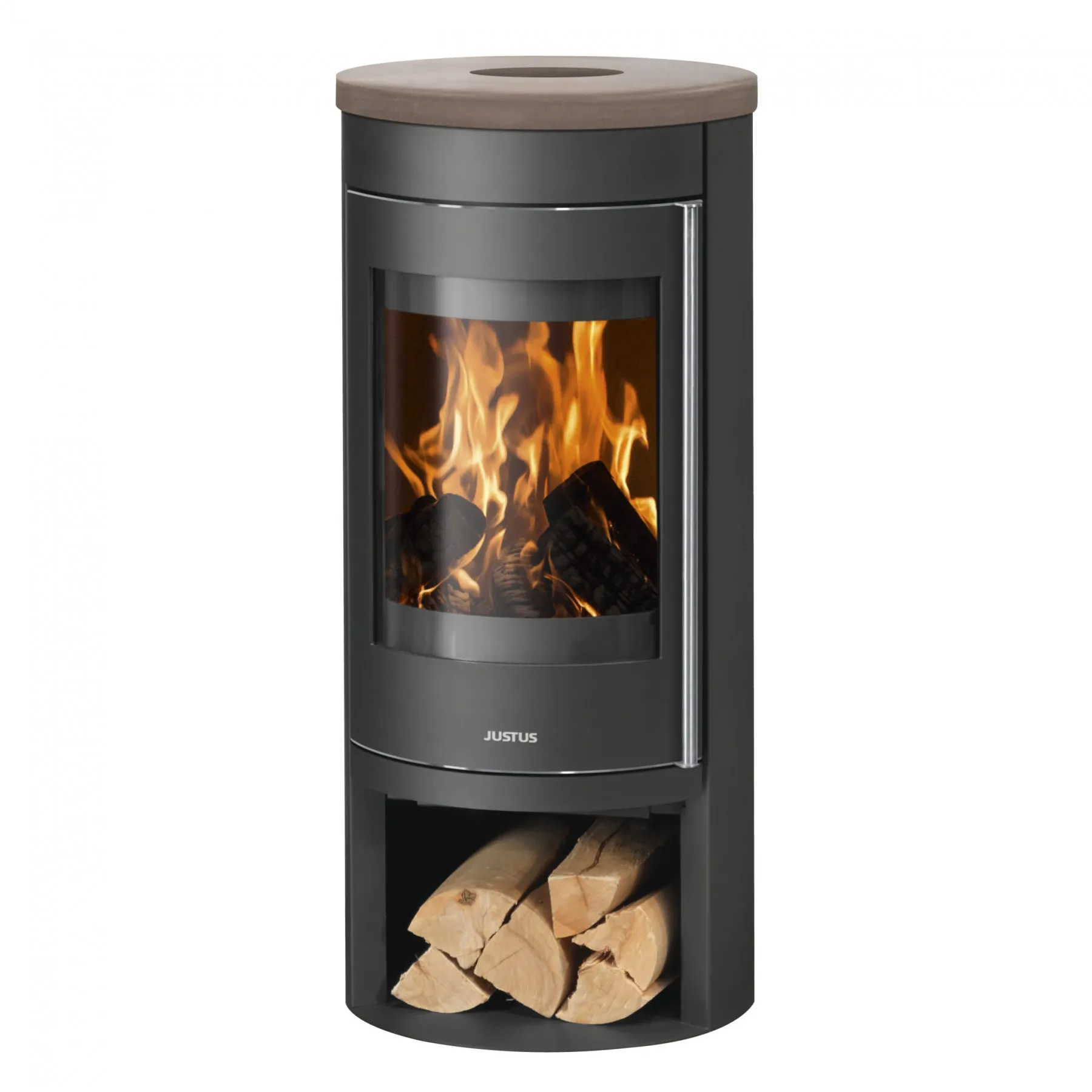 Justus Mino 2.0 (5,5 kW), Abdeckplatte Keramik Seidenweiß, Korpus Stahl Schwarz