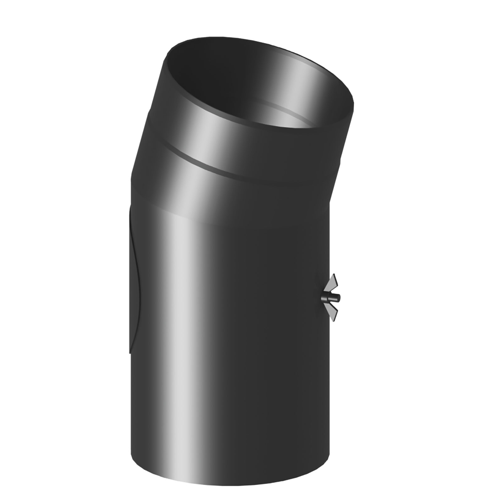 Winkel, Ø 150 mm, 15°, inkl. Tür, Schwarz