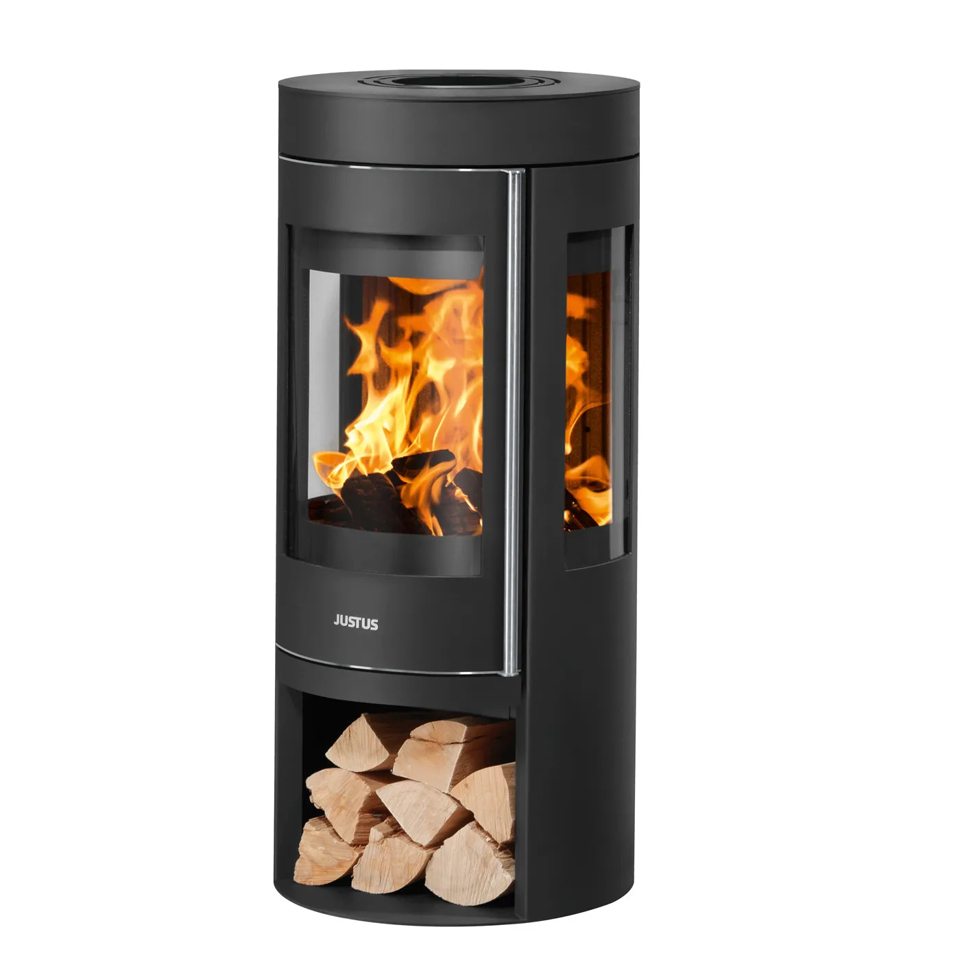 Justus Mino Trios 2.0 (5,5 kW), Abdeckplatte Keramik Bordeauxrot, Korpus Stahl Schwarz