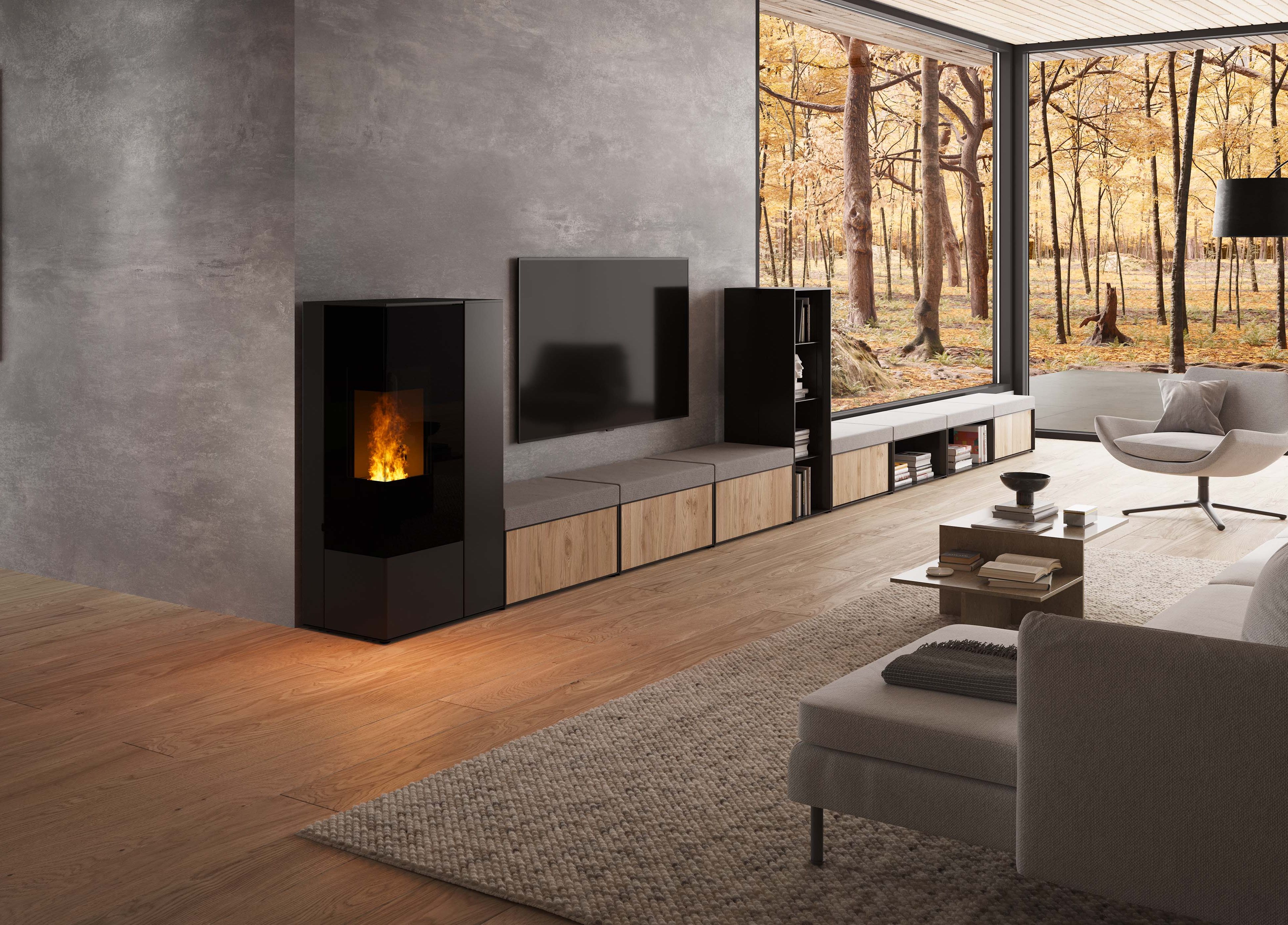 Rika Connect Pellet Edge (8,0 kW), E26 (40 Liter / 26 Kilogramm), Brennraum links – Bild 2