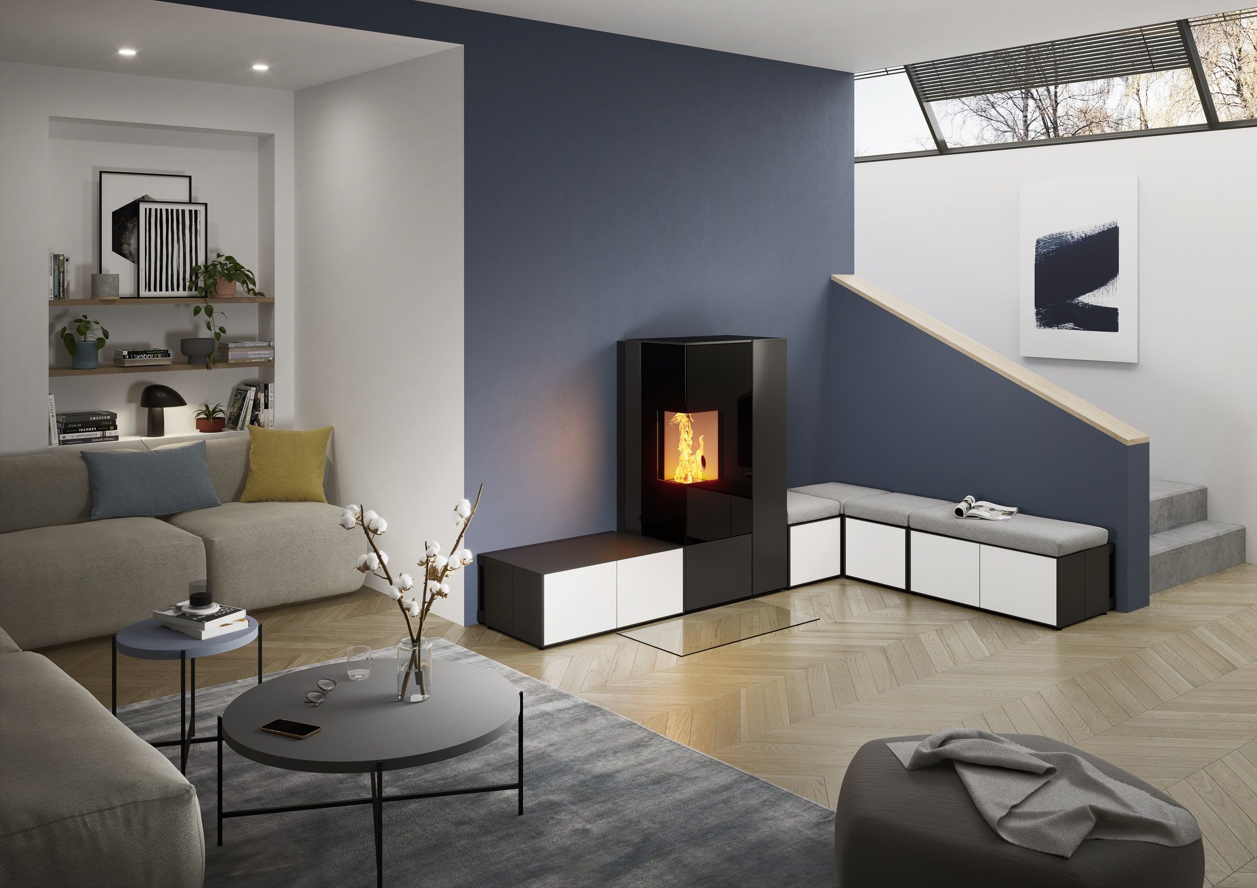 Rika Connect Pellet Edge (8,0 kW), E26 (40 Liter / 26 Kilogramm), Brennraum links