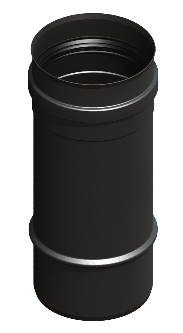 Pelletofenrohr-Laengenelement-250-mm-mit-Sicke-und-Dichtung-druckdicht-Senothermlack-schwarz Längenelement (250 mm)