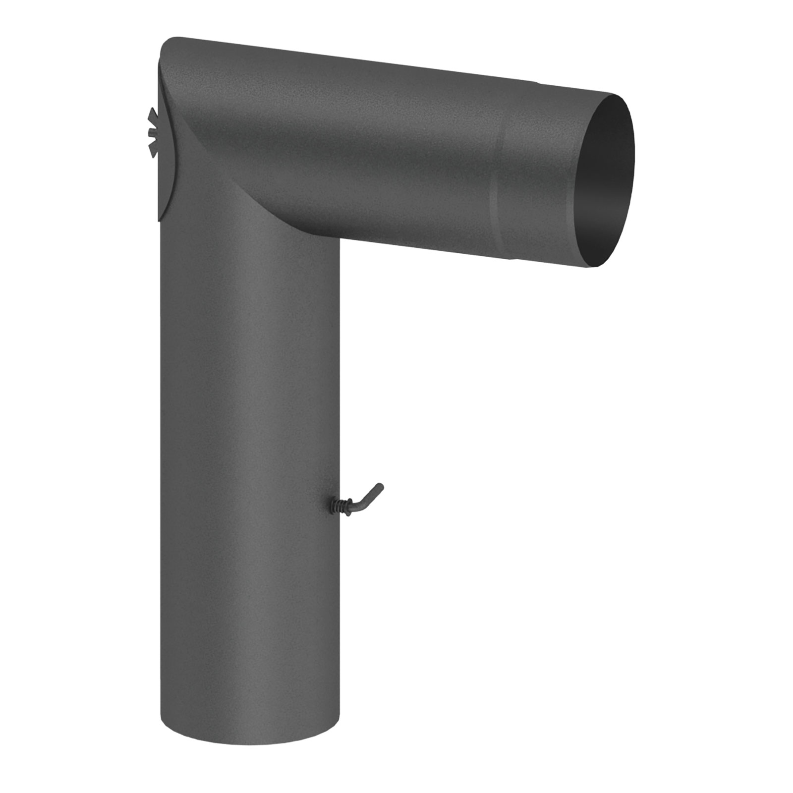 FERRO3469 Kniewinkelrohr, Ø 150 mm, 500 x 700 mm, inkl. Tür, Drosselklappe