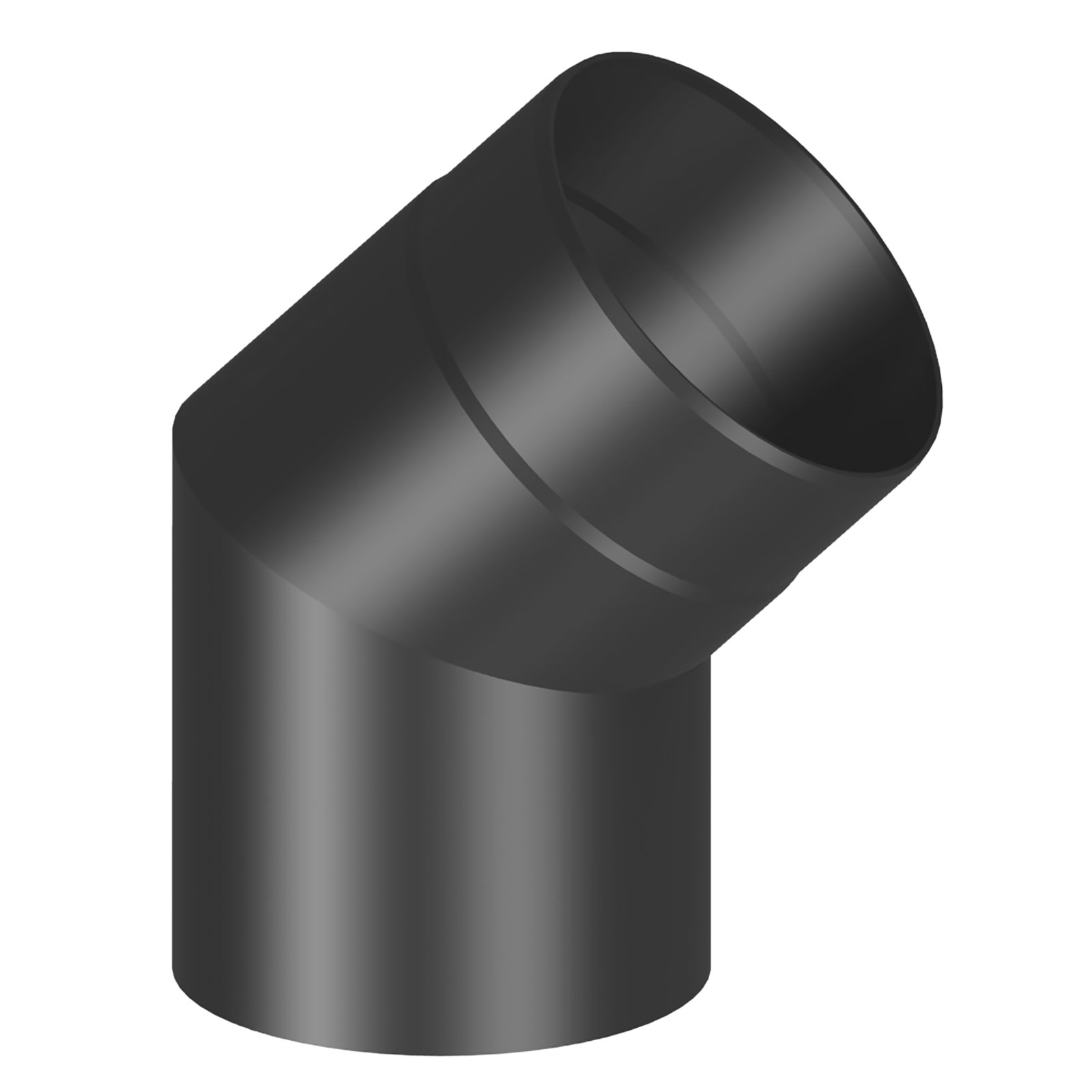 Winkel, Ø 150 mm, 45°, ohne Tür, Schwarz