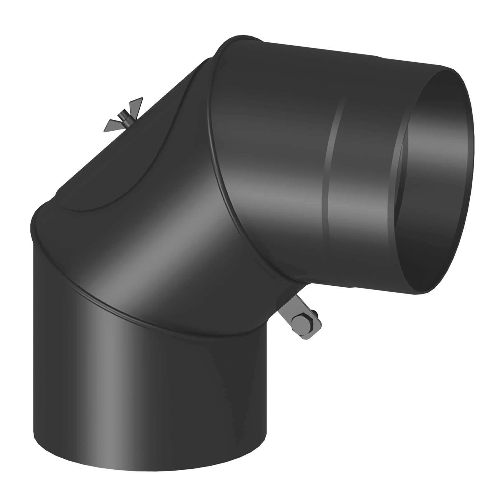 Winkel, Ø 150 mm, 0°-90°, drehbar, inkl. Tür, Schwarz