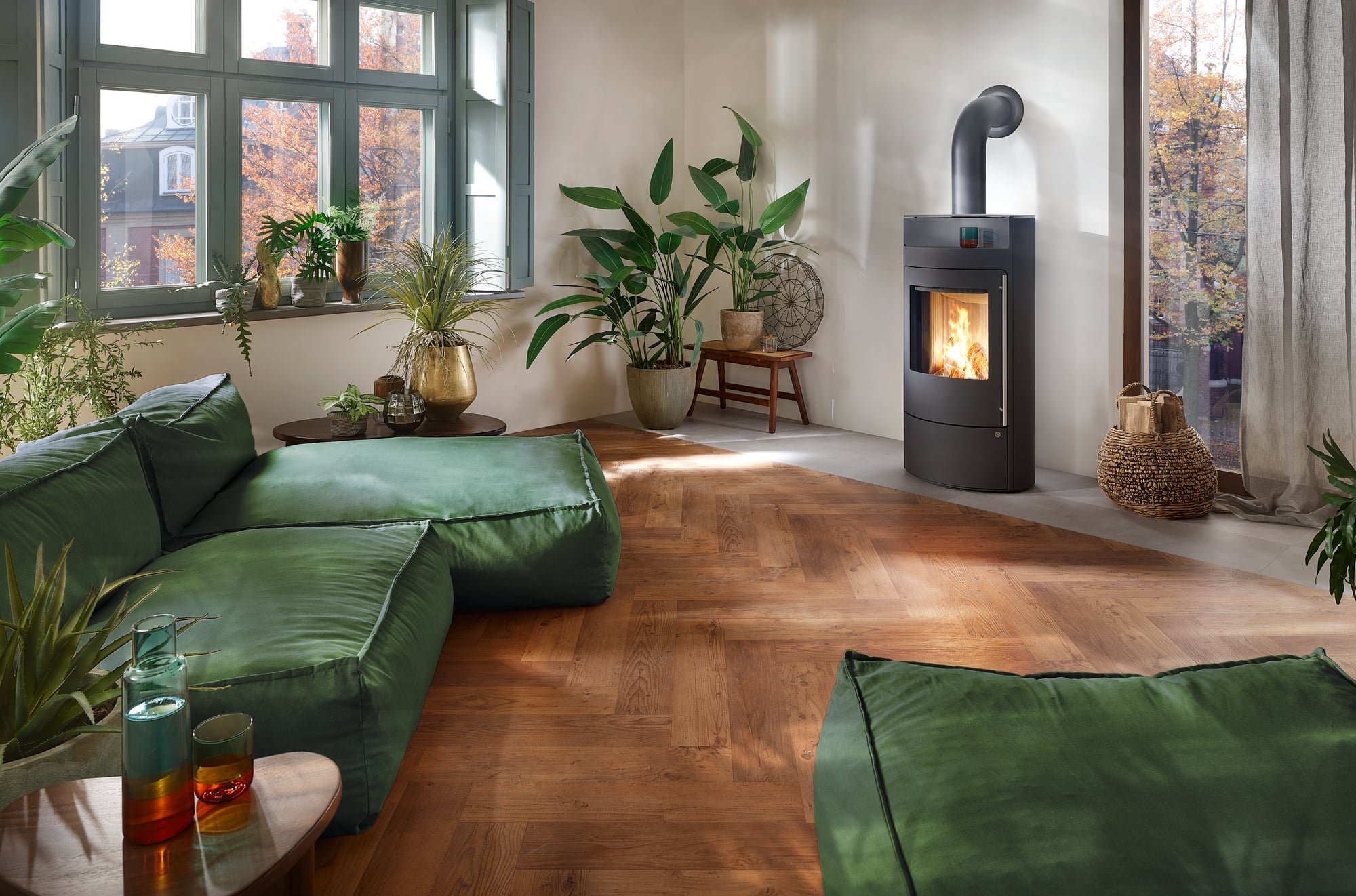 Olsberg Bacan (6 kW), Stahltür Naturstein Serpentin – Bild 7