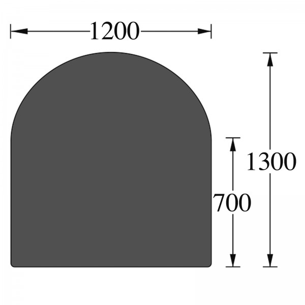 Funkenschutzplatte Rundbogen 1.200 x 1.300 mm (Glas)